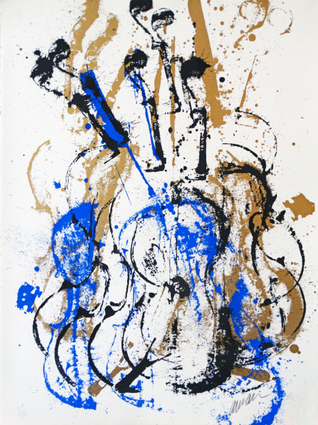 Composition violon bleu